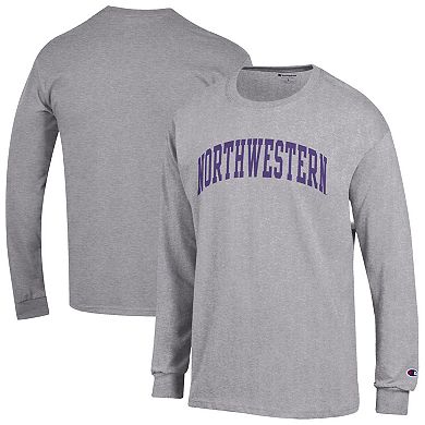 Men's Champion Heather Gray Northwestern Wildcats Basic Arch Long Sleeve T-Shirt