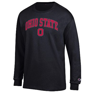 Men's Champion Black Ohio State Buckeyes Arch Over Logo Long Sleeve T-Shirt