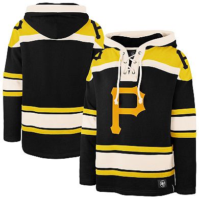 Men's '47 Black Pittsburgh Pirates Superior Lacer Pullover Hoodie