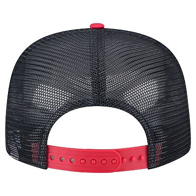 Men's New Era White/Red Cleveland Guardians Retro Script Trucker 9FIFTY Snapback Hat