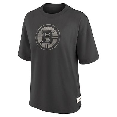 Women's Fanatics Charcoal Boston Bruins Oversized Elements Raw Edge Future Ground T-Shirt