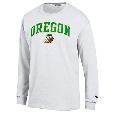 Men's Champion White Oregon Ducks Arch Over Logo Long Sleeve T-Shirt