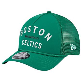Men's New Era Kelly Green Boston Celtics Minimalist A-Frame 9FORTY Trucker Hat