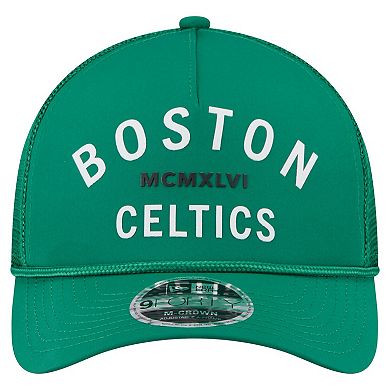 Men's New Era Kelly Green Boston Celtics Minimalist A-Frame 9FORTY Trucker Hat
