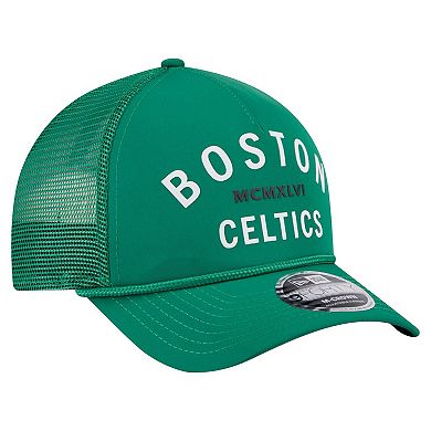 Men's New Era Kelly Green Boston Celtics Minimalist A-Frame 9FORTY Trucker Hat