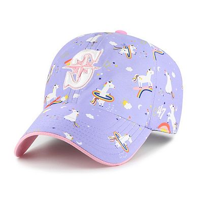 Girls Youth '47 Lavender Seattle Mariners Unicorn Clean Up Adjustable Hat