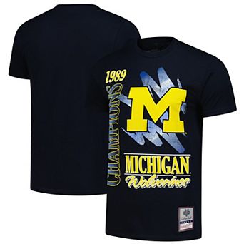 Men's Mitchell & Ness Navy Michigan Wolverines Retro Brush Mineral Wash T-Shirt