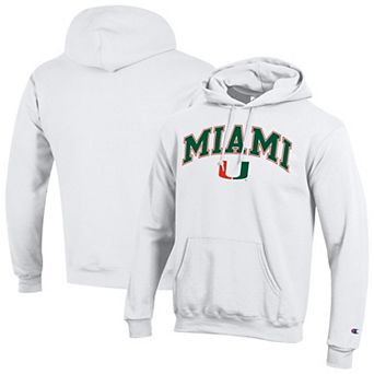 Men's Champion White Miami Hurricanes Arch Over Logo Pullover Hoodie