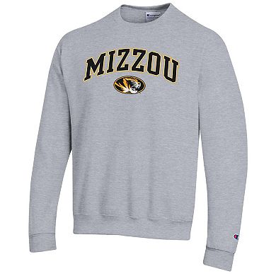 Men's Champion Heather Gray Missouri Tigers Arch Over Logo Pullover Sweatshirt