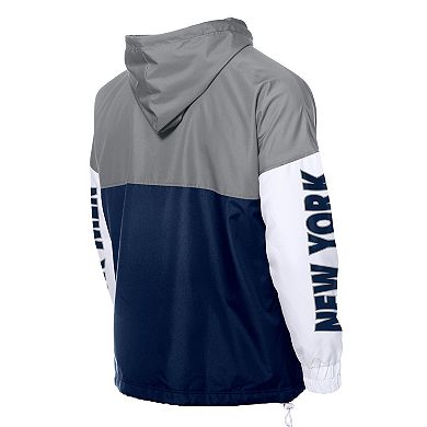 Men's New Era Navy/Gray New York Yankees Color Block Full-Zip Hoodie Windbreaker