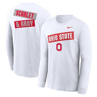 Men's Nike White Ohio State Buckeyes Two-Hit Classic Location Long Sleeve T-Shirt