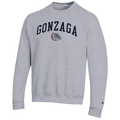 Men's Champion Heather Gray Gonzaga Bulldogs Arch Over Logo Pullover Sweatshirt