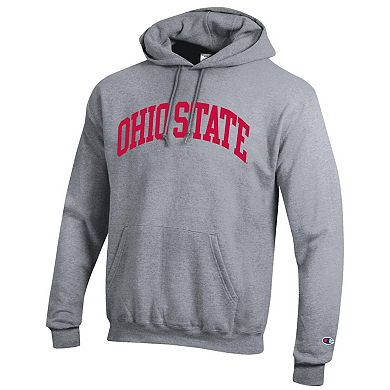 Men's Champion Heather Gray Ohio State Buckeyes Basic Arch Fleece Pullover Hoodie