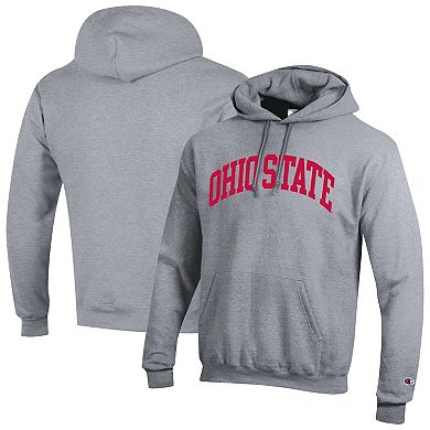 Men's Champion Heather Gray Ohio State Buckeyes Basic Arch Fleece Pullover Hoodie