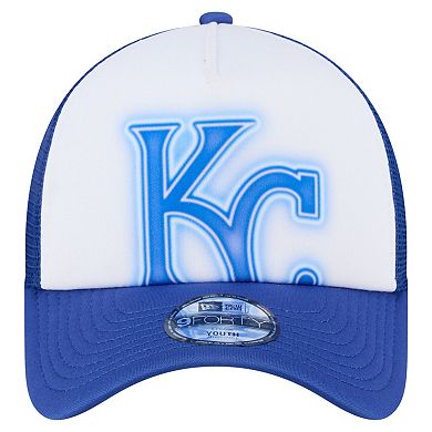 Toddler New Era White/Royal Kansas City Royals Painted A-Frame 9FORTY Trucker Adjustable Hat