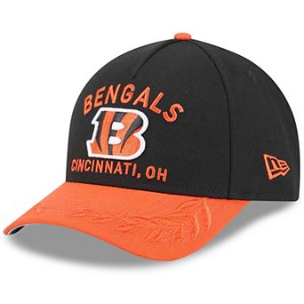 Youth New Era Black/Orange Cincinnati Bengals 2025 NFL Draft 9FORTY A-Frame M-Crown Adjustable Hat