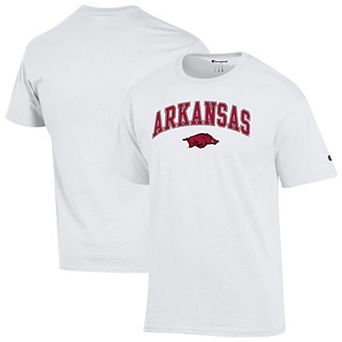 Men's Champion White Arkansas Razorbacks Arched Logo T-Shirt