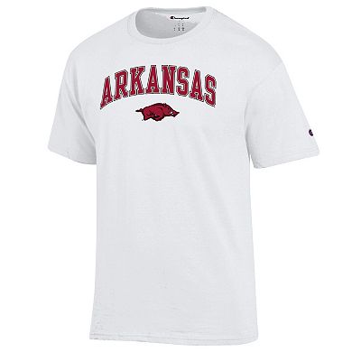 Men's Champion White Arkansas Razorbacks Arched Logo T-Shirt