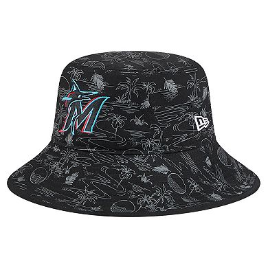 Youth New Era Black Miami Marlins 2025 Spring Training All Over Print Bucket Hat