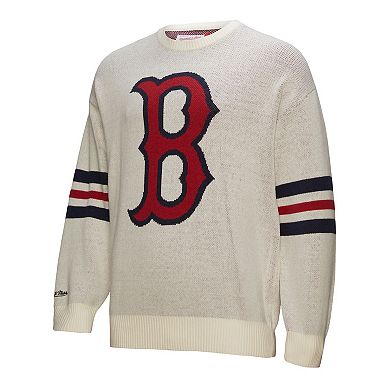 Men's Mitchell & Ness Cream Boston Red Sox Retro Pullover Sweater