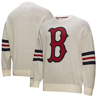 Men's Mitchell & Ness Cream Boston Red Sox Retro Pullover Sweater