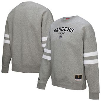 Women's Mitchell & Ness Heather Gray New York Rangers Logo Lightweight Pullover Sweatshirt