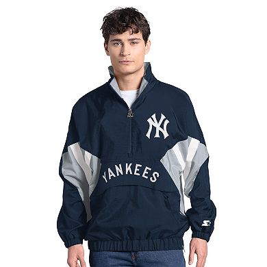 Men's Starter Navy New York Yankees Cooperstown Chief Half-Zip Pullover