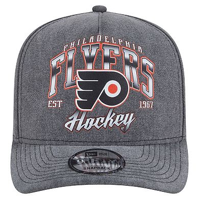 Men's New Era Charcoal Philadelphia Flyers Throwback Washed A-Frame Pre-Curved 9FIFTY Snapback Hat