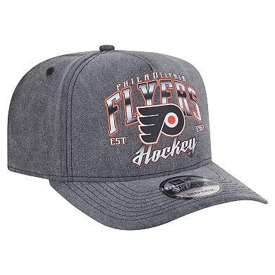 Men's New Era Charcoal Philadelphia Flyers Throwback Washed A-Frame Pre-Curved 9FIFTY Snapback Hat