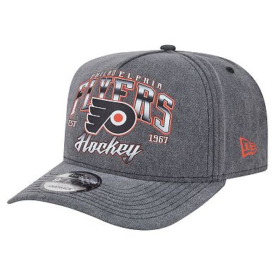 Men's New Era Charcoal Philadelphia Flyers Throwback Washed A-Frame Pre-Curved 9FIFTY Snapback Hat