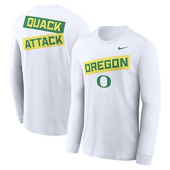 Men's Nike White Oregon Ducks Two-Hit Classic Location Long Sleeve T-Shirt