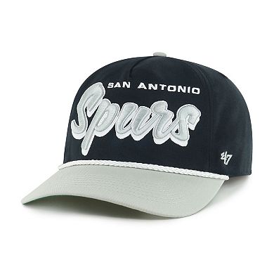 Men's '47 Black/Silver San Antonio Spurs Dropshadow Rope Hitch Adjustable Hat