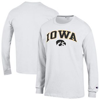 Men's Champion White Iowa Hawkeyes Arch Over Logo Long Sleeve T-Shirt