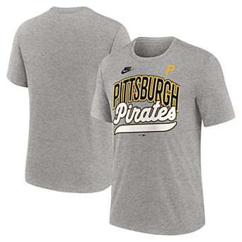 Men's Nike Heather Gray Pittsburgh Pirates Cooperstown Collection Retro Tri-Blend T-Shirt
