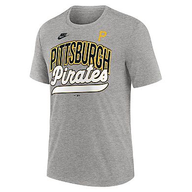 Men's Nike Heather Gray Pittsburgh Pirates Cooperstown Collection Retro Tri-Blend T-Shirt