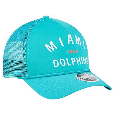 Men's New Era Aqua Miami Dolphins Active Minimalist M-Crown A-Frame 9FORTY Adjustable Hat
