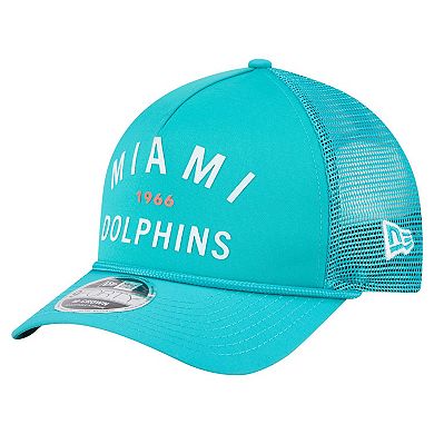Men's New Era Aqua Miami Dolphins Active Minimalist M-Crown A-Frame 9FORTY Adjustable Hat