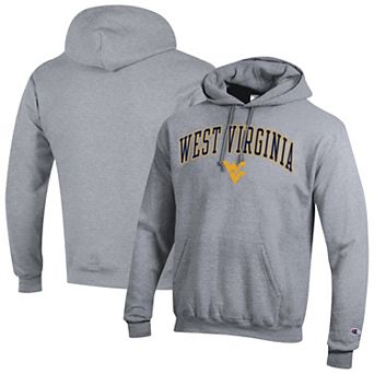Men's Champion Heather Gray West Virginia Mountaineers Arch Over Logo Pullover Hoodie