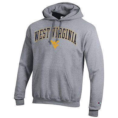 Men's Champion Heather Gray West Virginia Mountaineers Arch Over Logo Pullover Hoodie