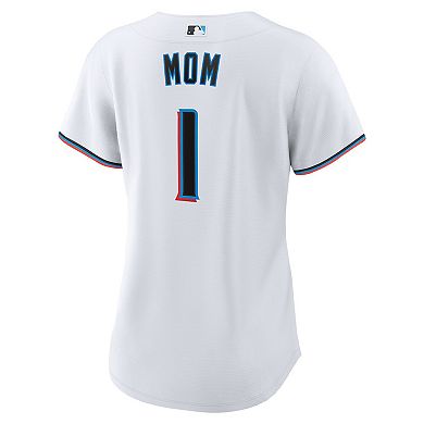 Women's Nike White Miami Marlins #1 Mom Home Replica Jersey
