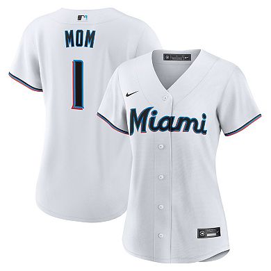 Women's Nike White Miami Marlins #1 Mom Home Replica Jersey
