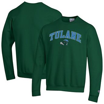 Men's Champion Green Tulane Green Wave Arch Over Logo Pullover Sweatshirt