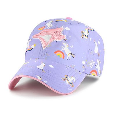 Girls Youth '47 Lavender Toronto Blue Jays Unicorn Clean Up Adjustable Hat