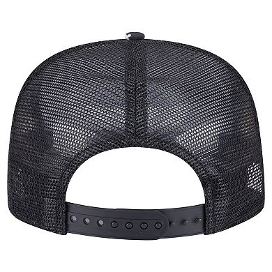 Men's New Era Black Miami Marlins Adventure Pattern Golfer Trucker Snapback Hat