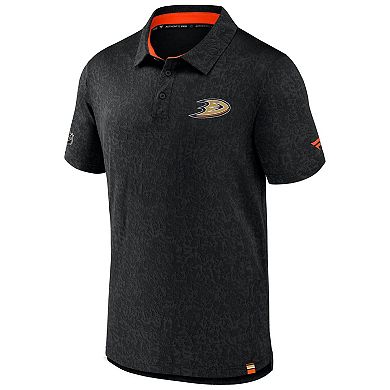 Men's Fanatics Black Anaheim Ducks Authentic Pro Jacquard Polo
