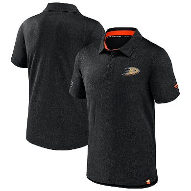 Men's Fanatics Black Anaheim Ducks Authentic Pro Jacquard Polo