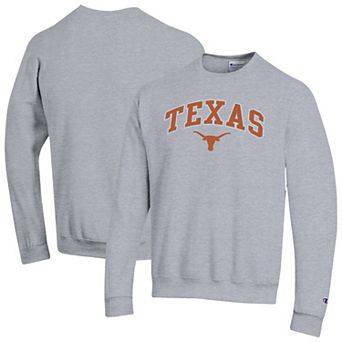Men's Champion Heather Gray Texas Longhorns Arch Over Logo Pullover Sweatshirt