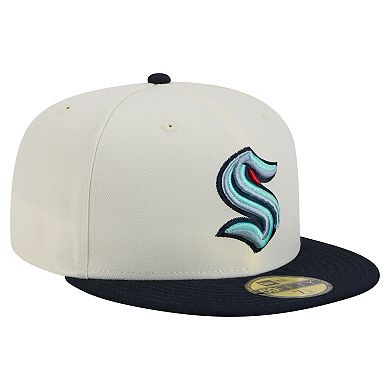 Men's New Era White Seattle Kraken Chrome Two-Toned 59FIFTY Fitted Hat