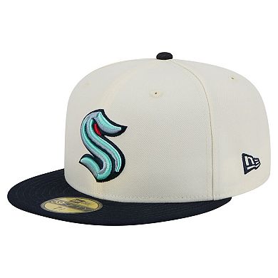 Men's New Era White Seattle Kraken Chrome Two-Toned 59FIFTY Fitted Hat