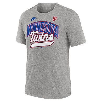 Men's Nike Heather Gray Minnesota Twins Cooperstown Collection Retro Tri-Blend T-Shirt